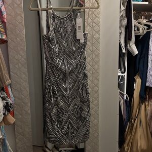 Parker Silver Sequin Mini Dress
